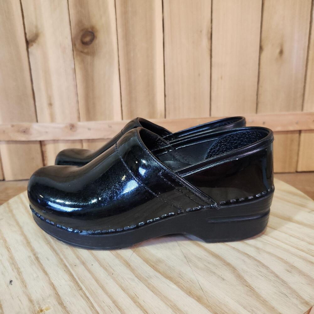 Dansko Clog Shoes Womens 6 36 Black Patent Leather Slip On Work Comfort Nursing